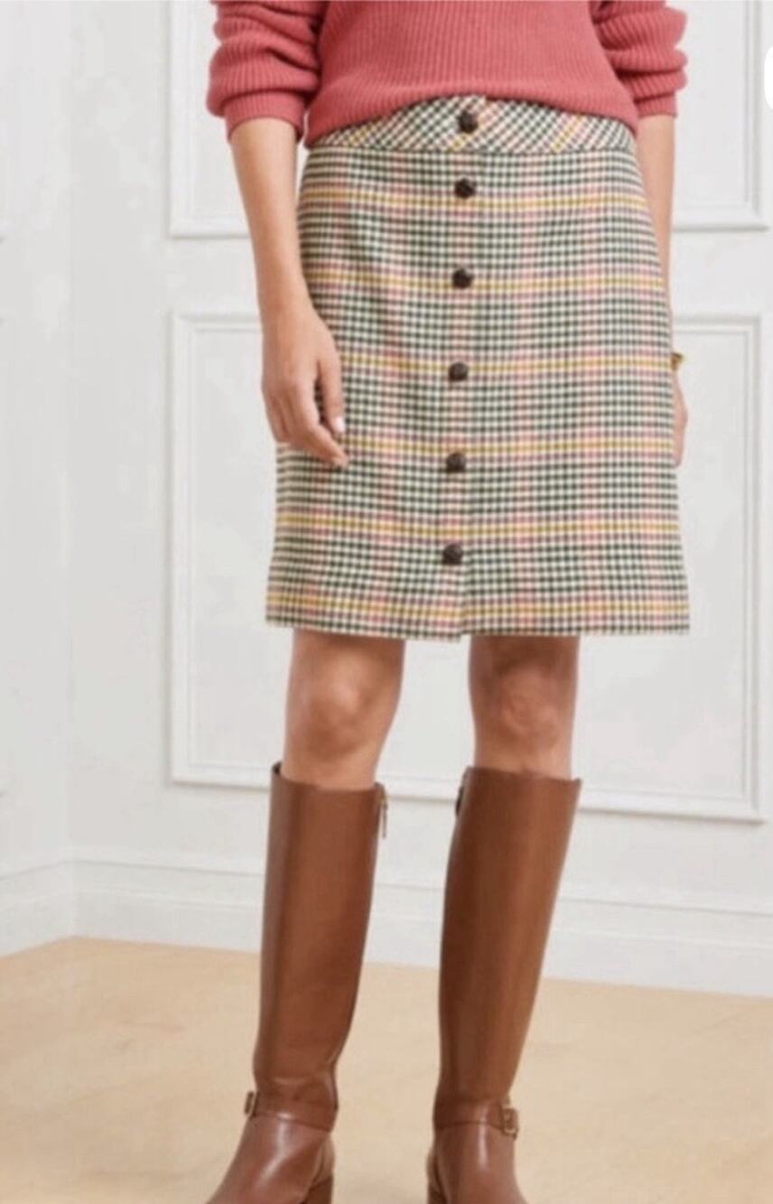 Talbots Button Front Skirt Womens 12P PETITE NEW Saturday Plaid Preppy Office